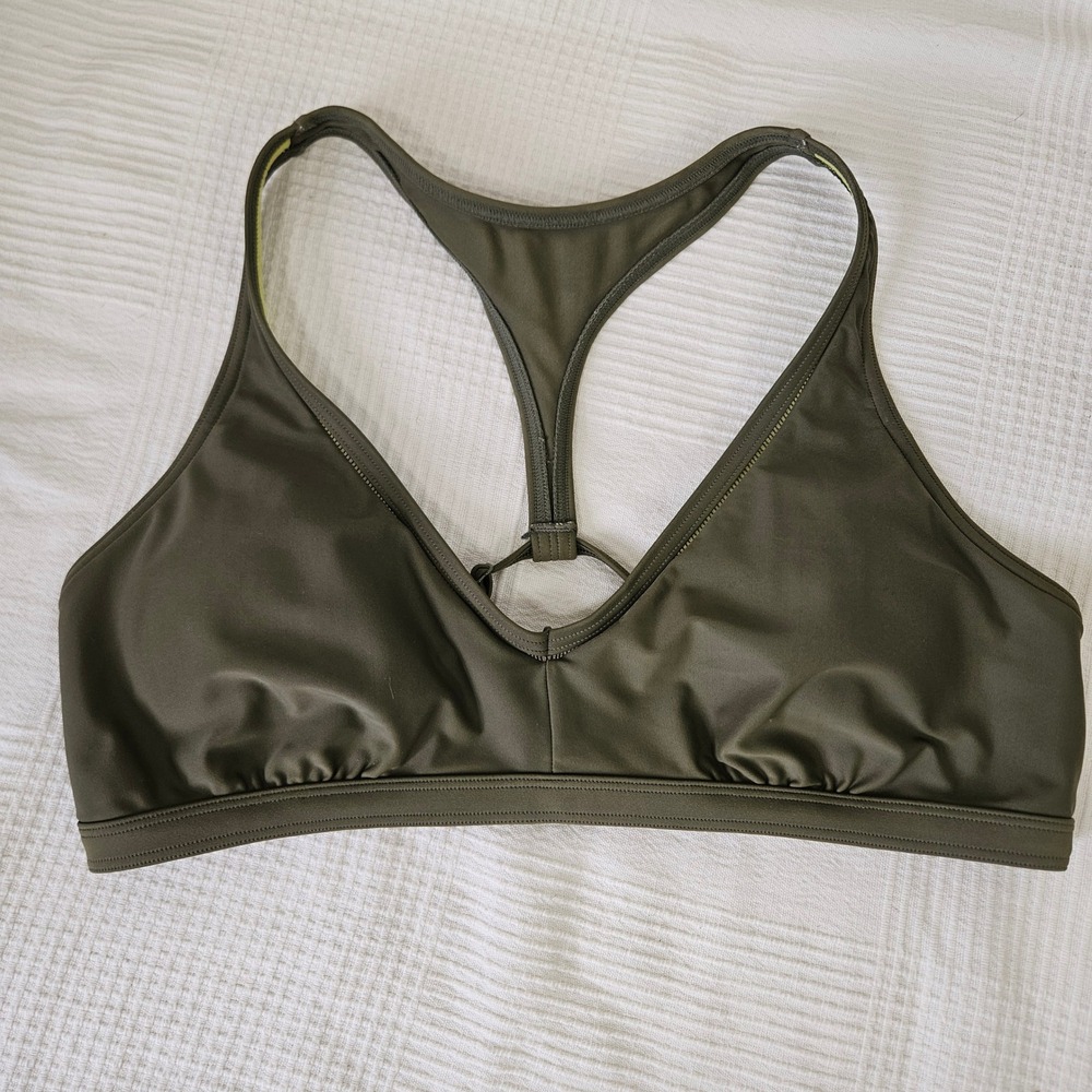 Prana Khari Bikini Swim Top Sz L Olive Green